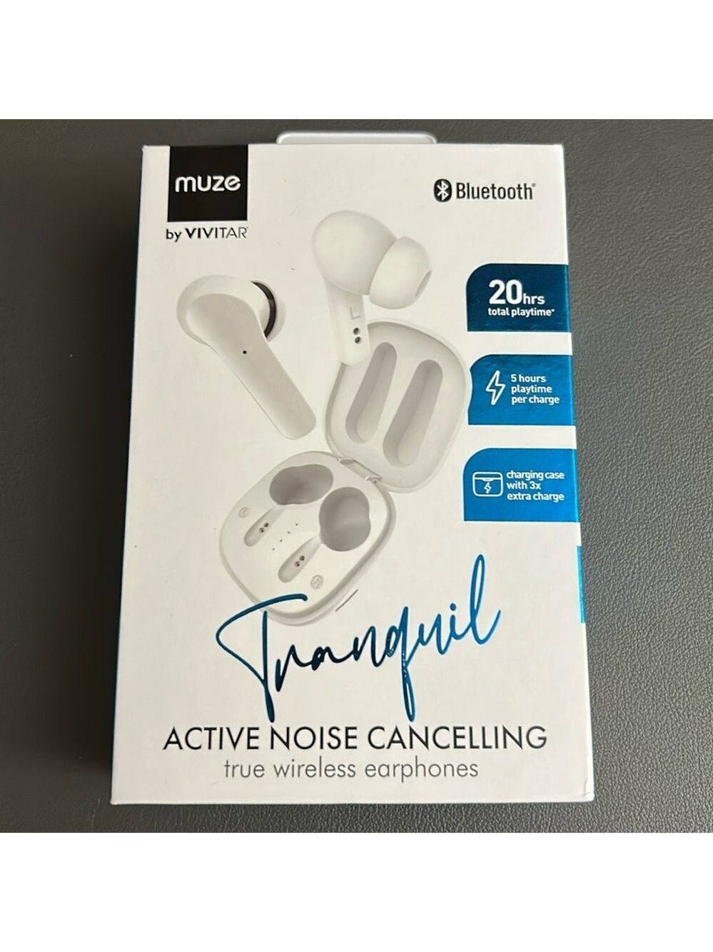 Muze by Vivitar Tranquil Active Noise Cancelling Wireless Earphones New in Box